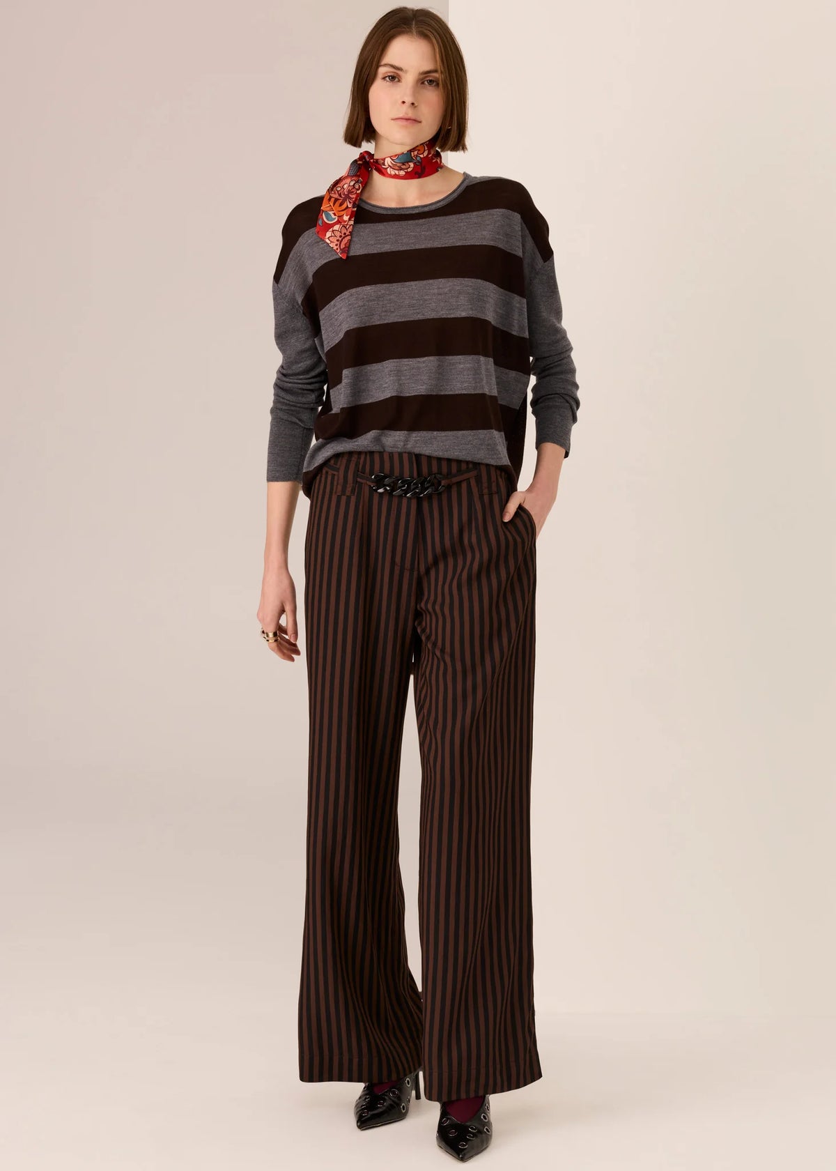 30% OFF - Pol Clothing - Dara Belted Pant - Chocolate Black