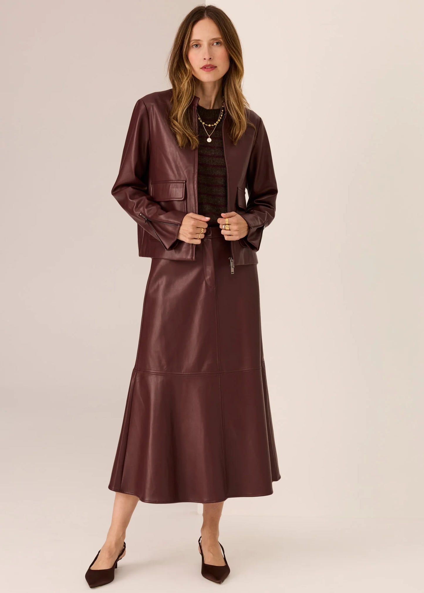Pol Clothing -  Hugo Skirt - Merlot