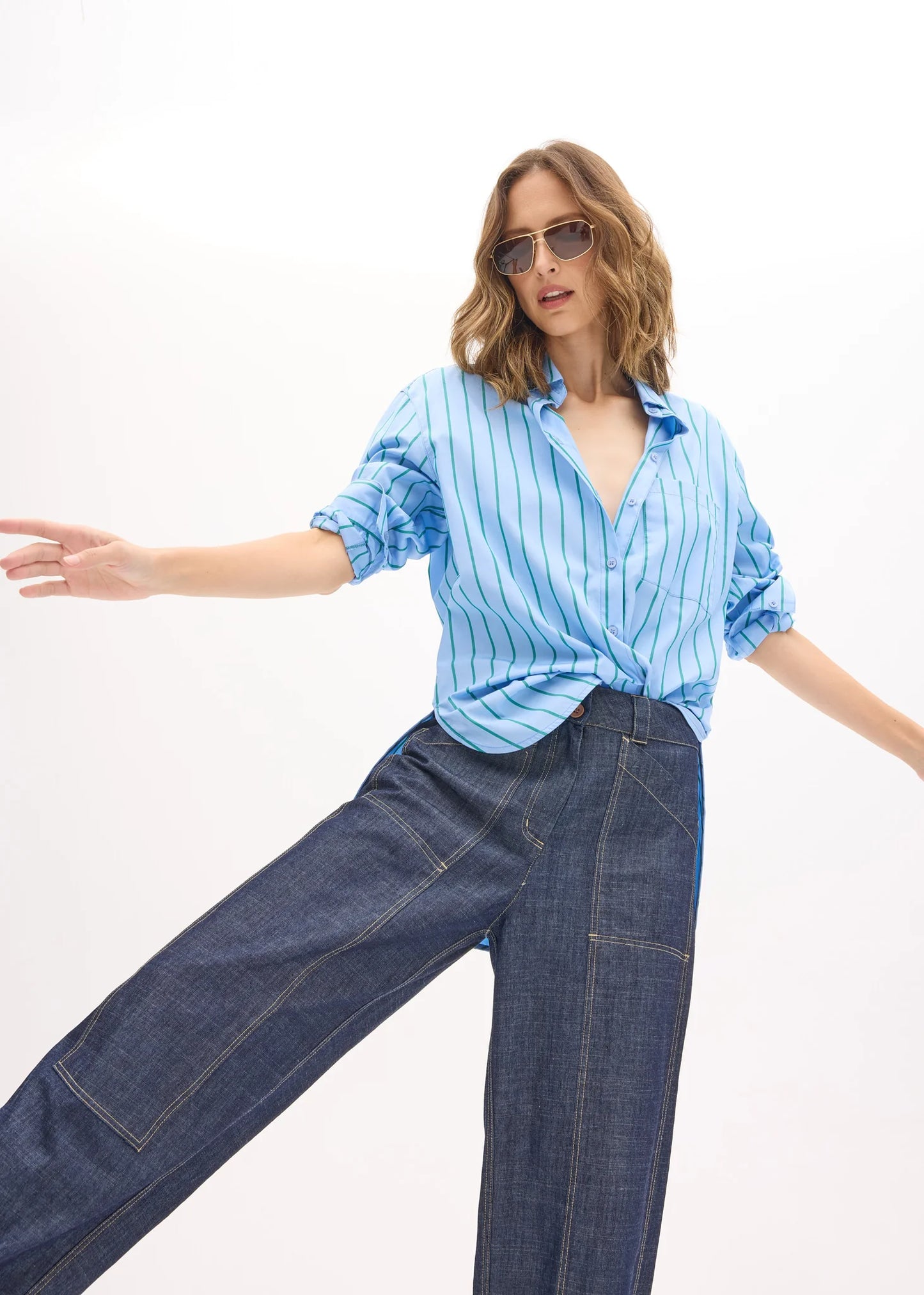 Pol Clothing - Marlon Stripe Shirt - Blue Stripe