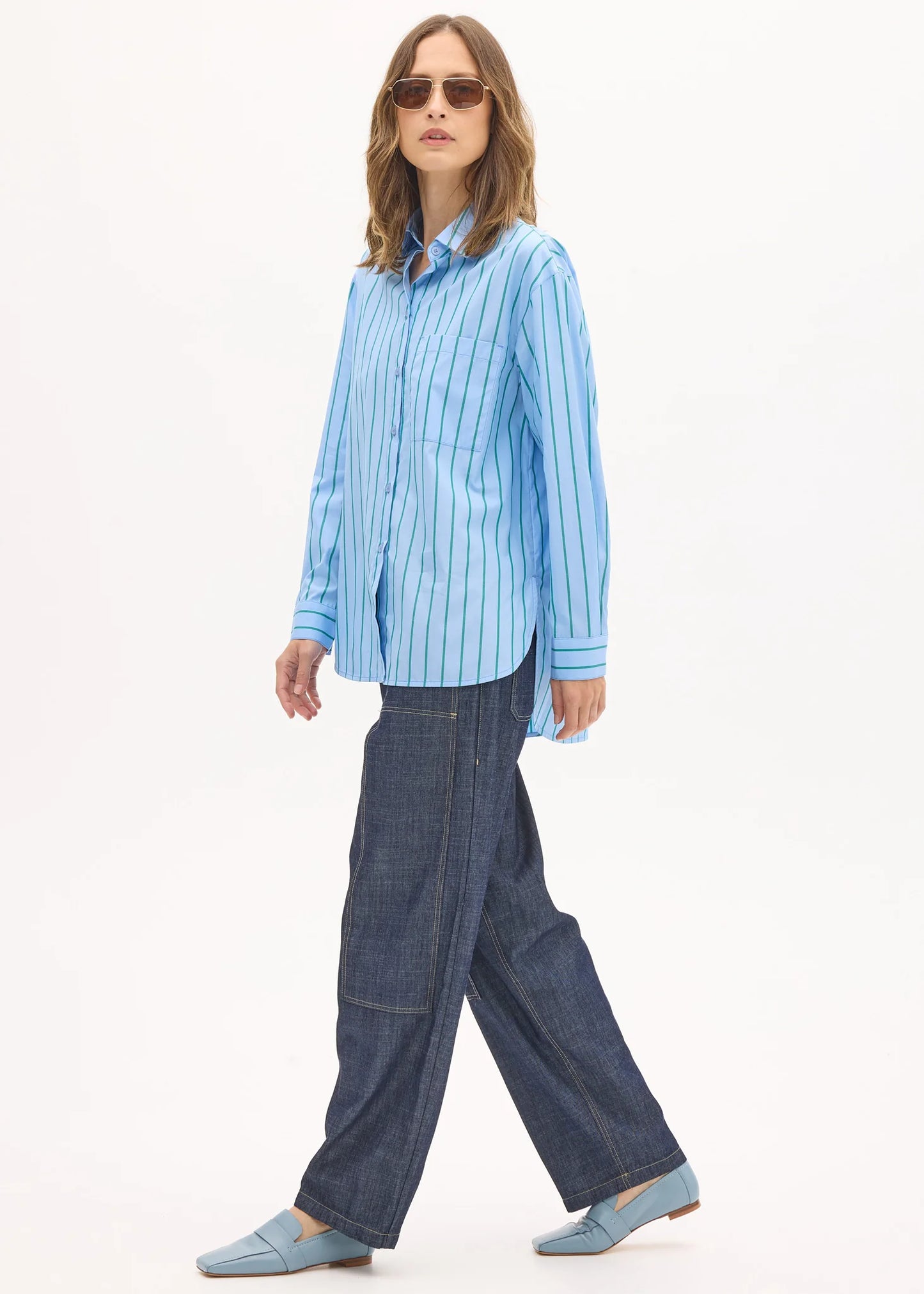 Pol Clothing - Marlon Stripe Shirt - Blue Stripe