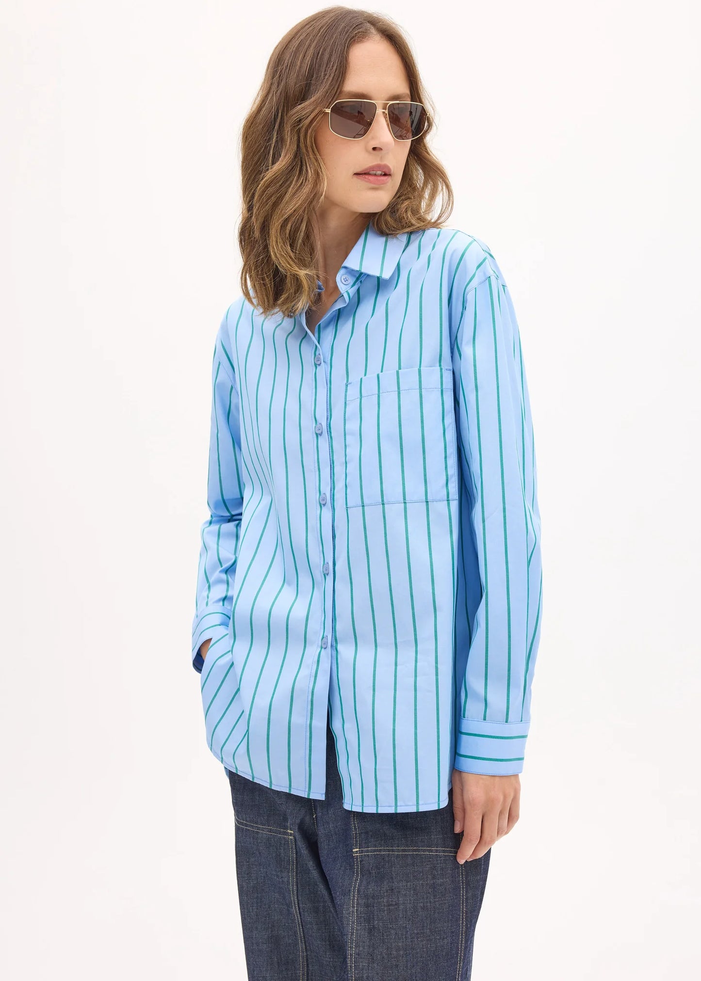 Pol Clothing - Marlon Stripe Shirt - Blue Stripe