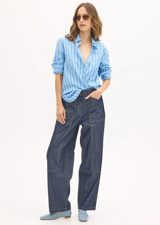 Pol Clothing - Marlon Stripe Shirt - Blue Stripe