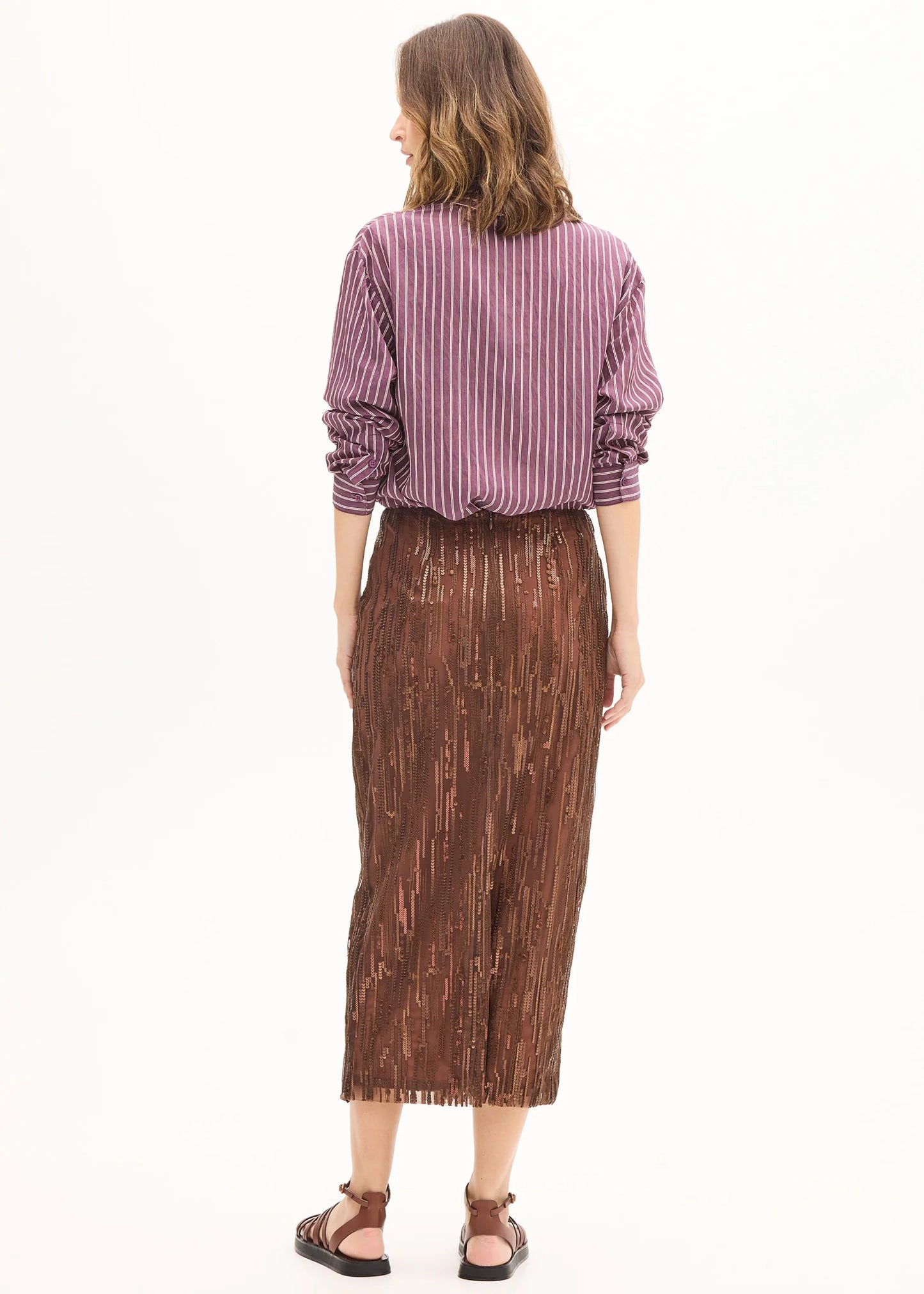 Pol Clothing - Marlon Stripe Shirt - Merlot Stripe