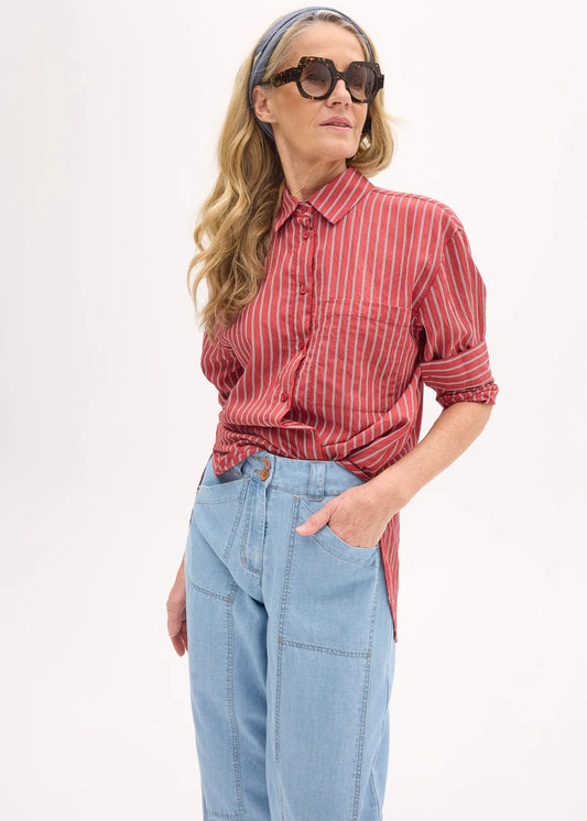 Pol Clothing - Marlon Stripe Shirt - Red Stripe