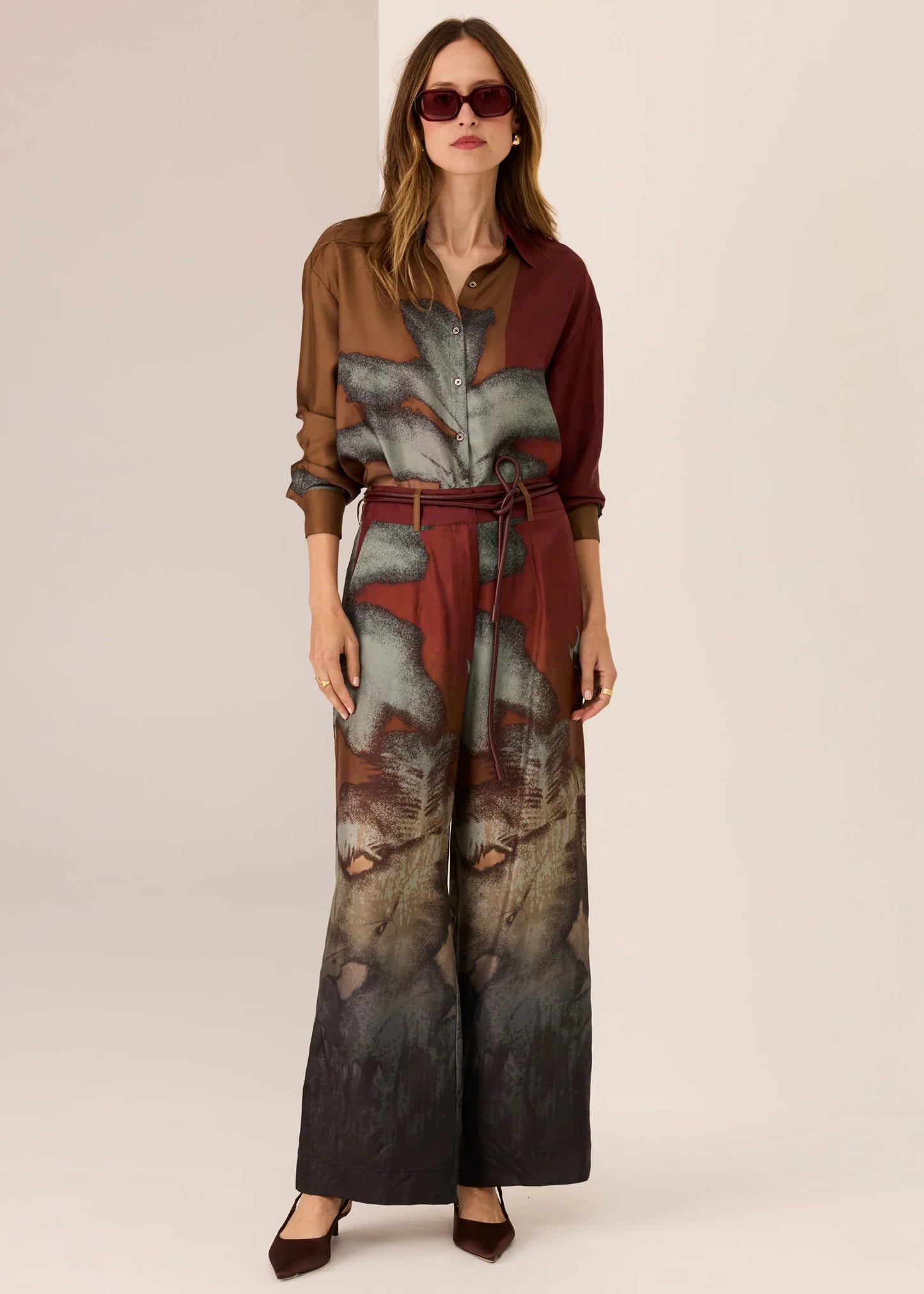 Pol Clothing - Palisades Silk Shirt - Palisades Print