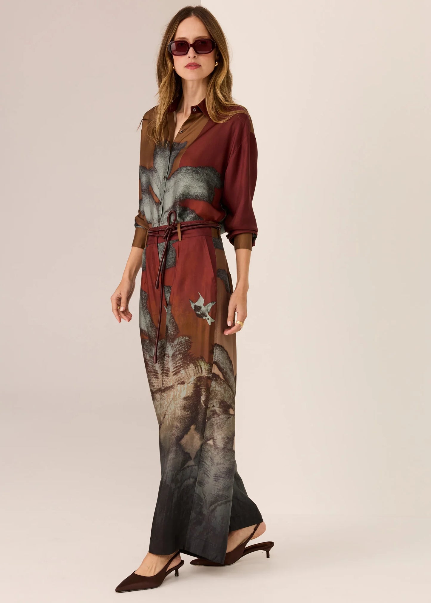 Pol Clothing - Palisades Silk Pant - Palisades Print