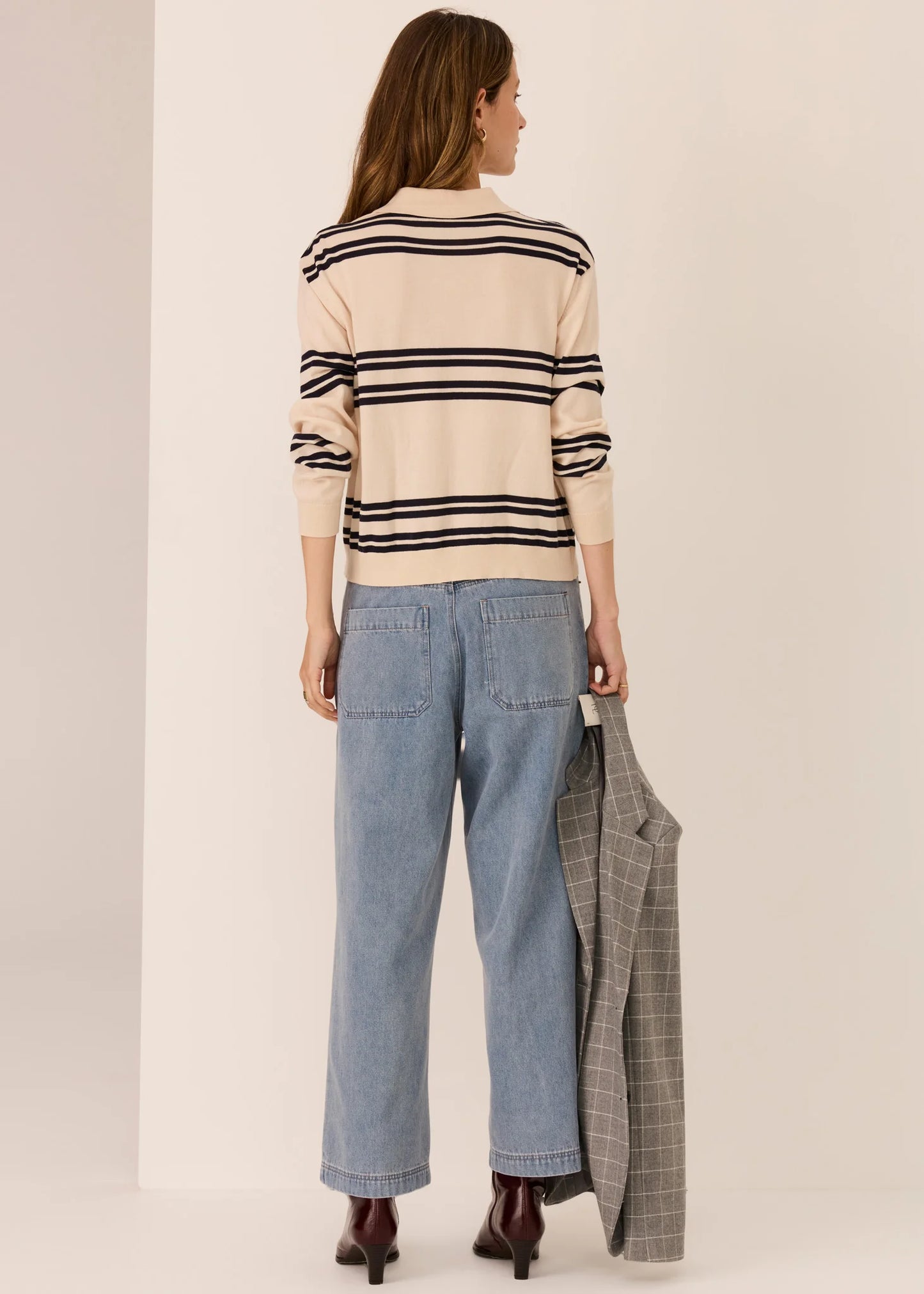 Pol Clothing - Parrel Knit Polo - Pebble Ink