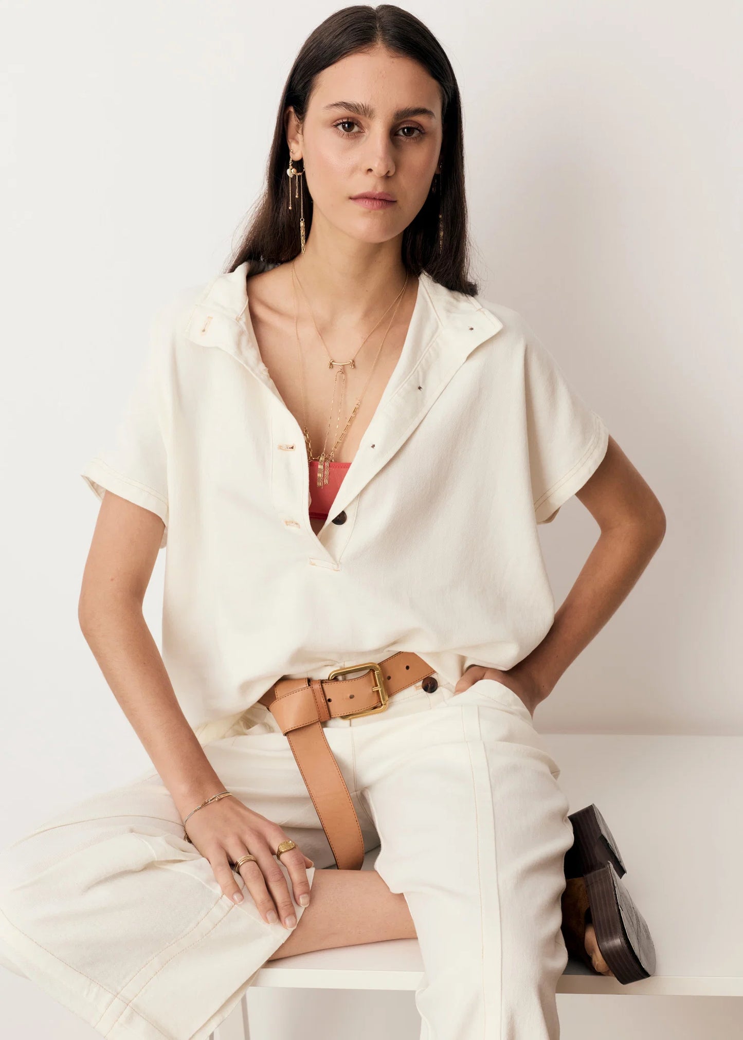 Pol Clothing - Anise Crop Denim Pant - Pebble