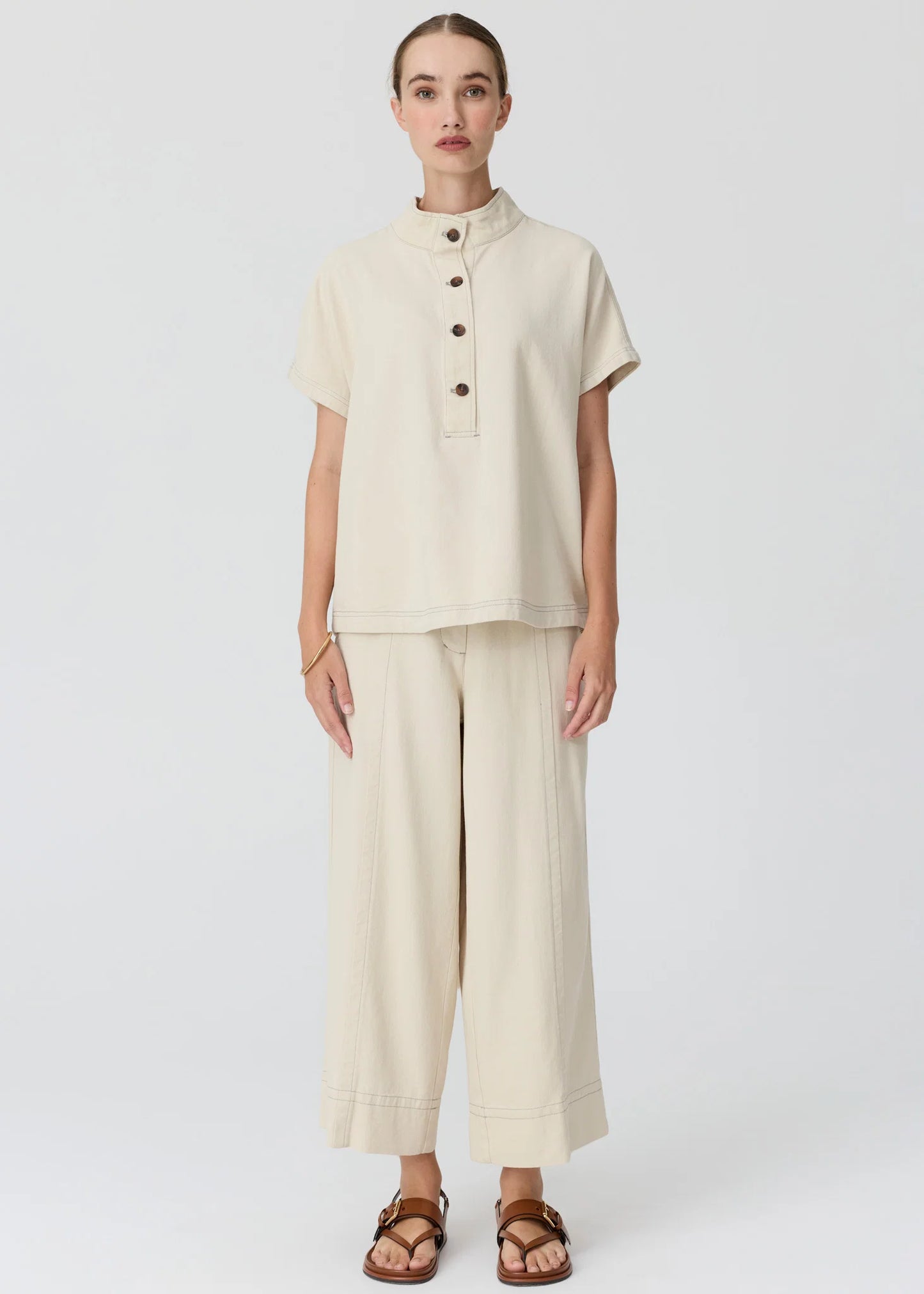 Pol Clothing - Anise Denim Shirt - Pebble