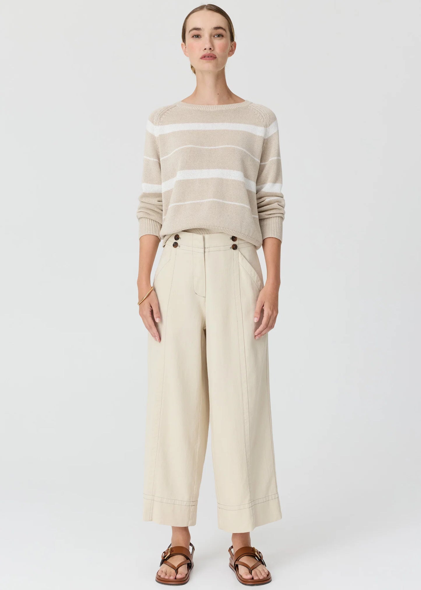 Pol Clothing - Anise Crop Denim Pant - Pebble