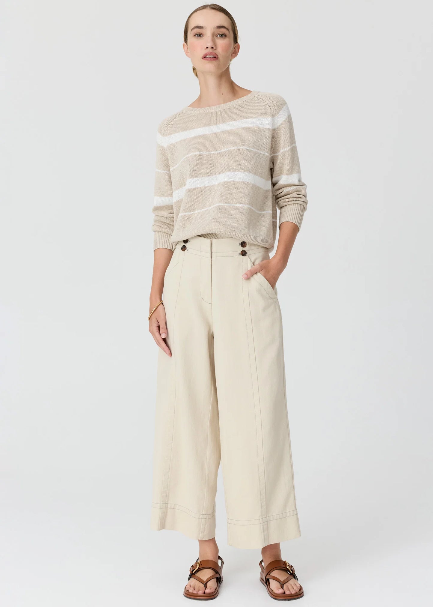 Pol Clothing - Anise Crop Denim Pant - Pebble