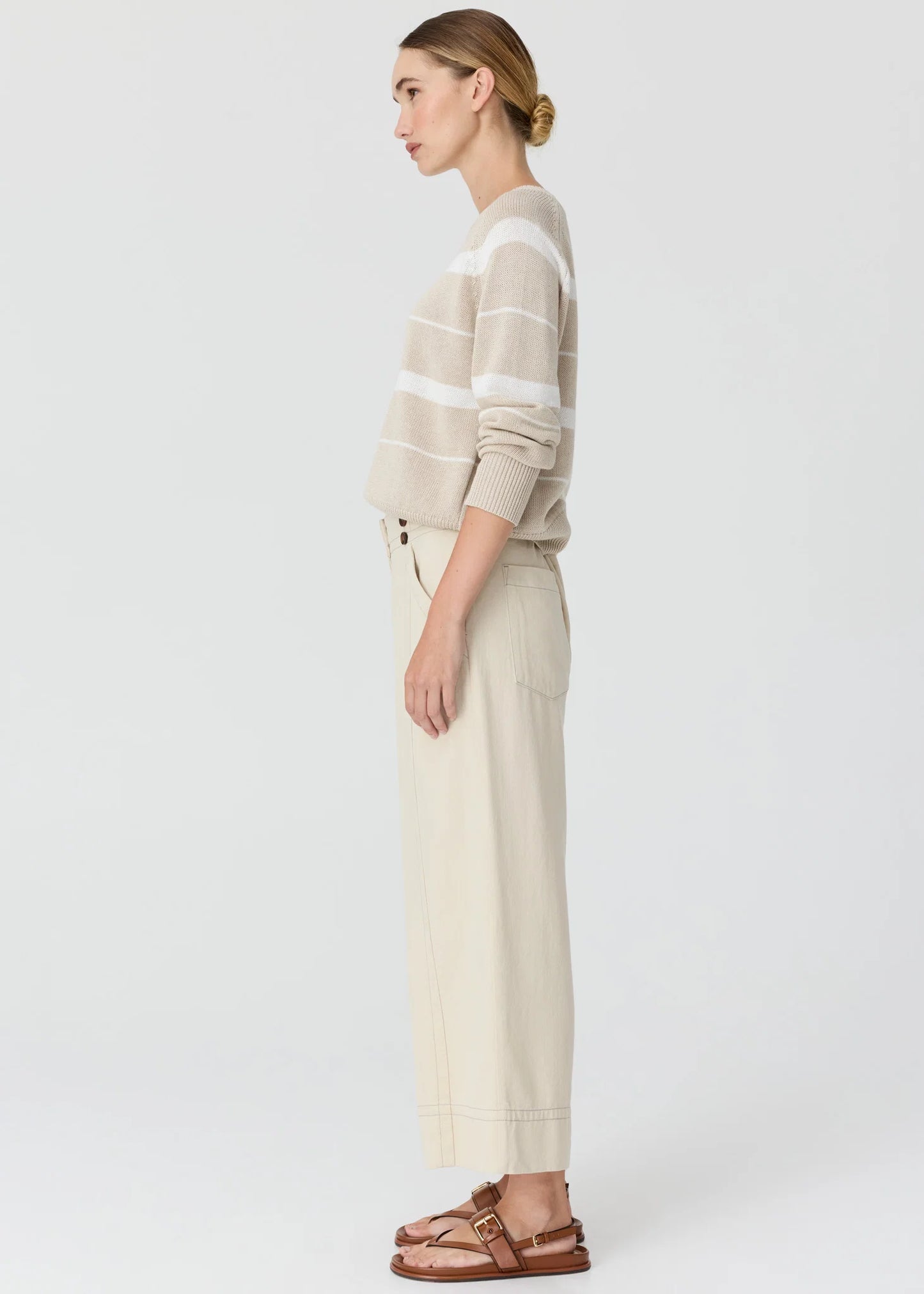 Pol Clothing - Anise Crop Denim Pant - Pebble
