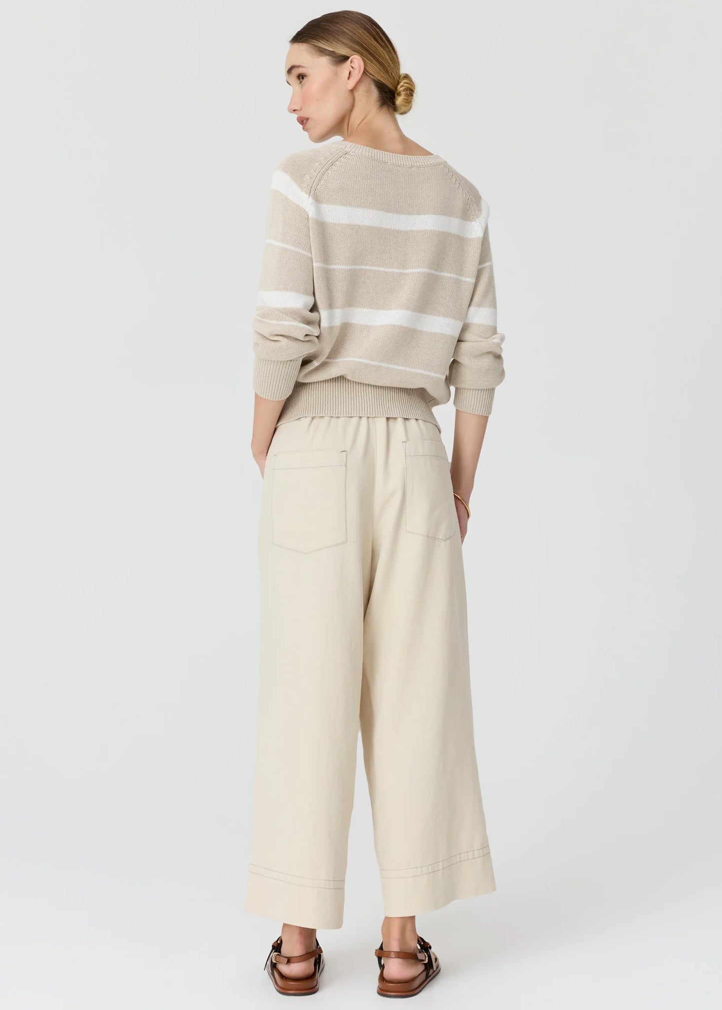 Pol Clothing - Rosin Stripe Knit  - Pebble Chalk