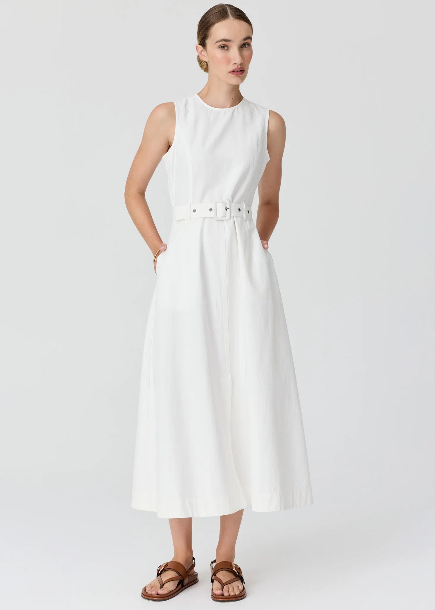 Pol Clothing - Lira Belt Dress - White