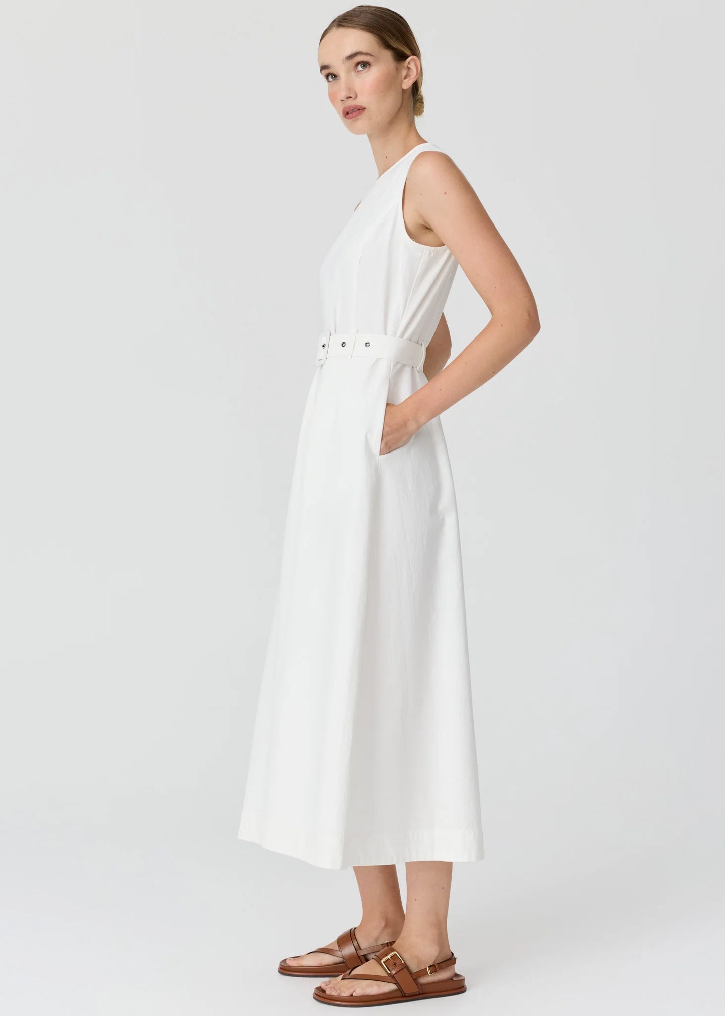 Pol Clothing - Lira Belt Dress - White