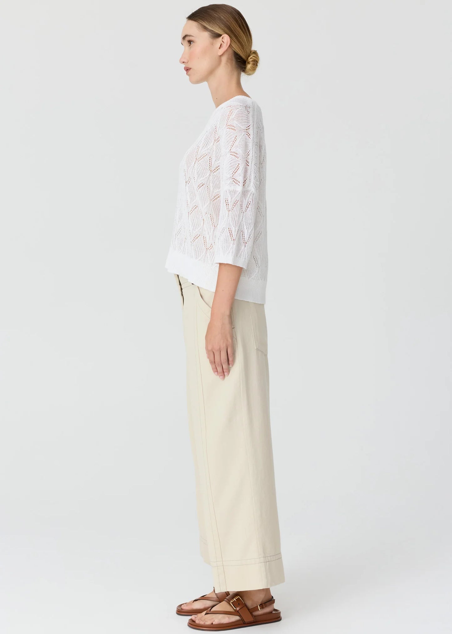 Pol Clothing - Rosin Pointelle Tee - White