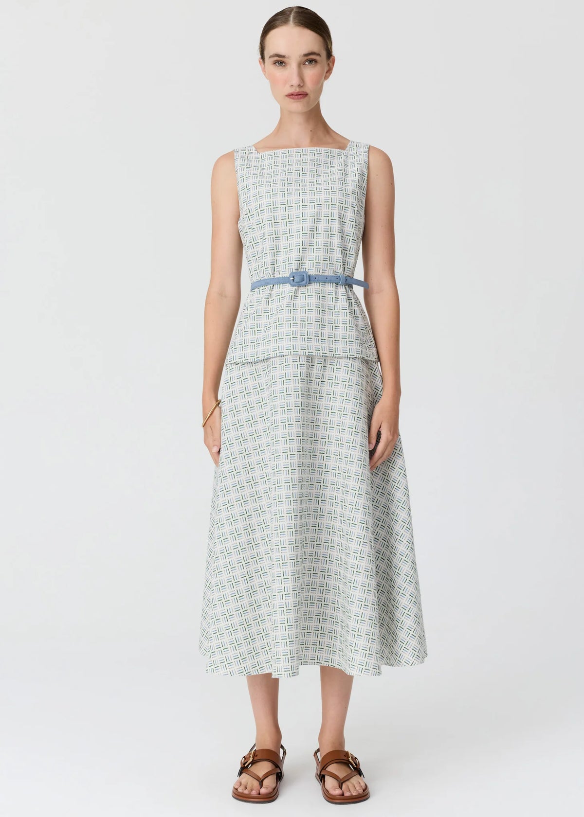 Pol Clothing - Parterre Belt Dress - Parterre Jacquard