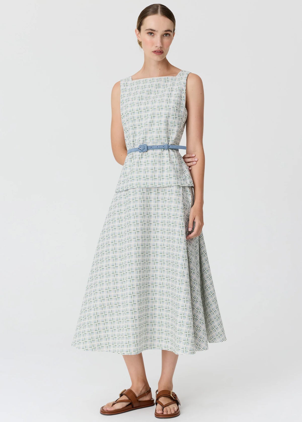 Pol Clothing - Parterre Belt Dress - Parterre Jacquard