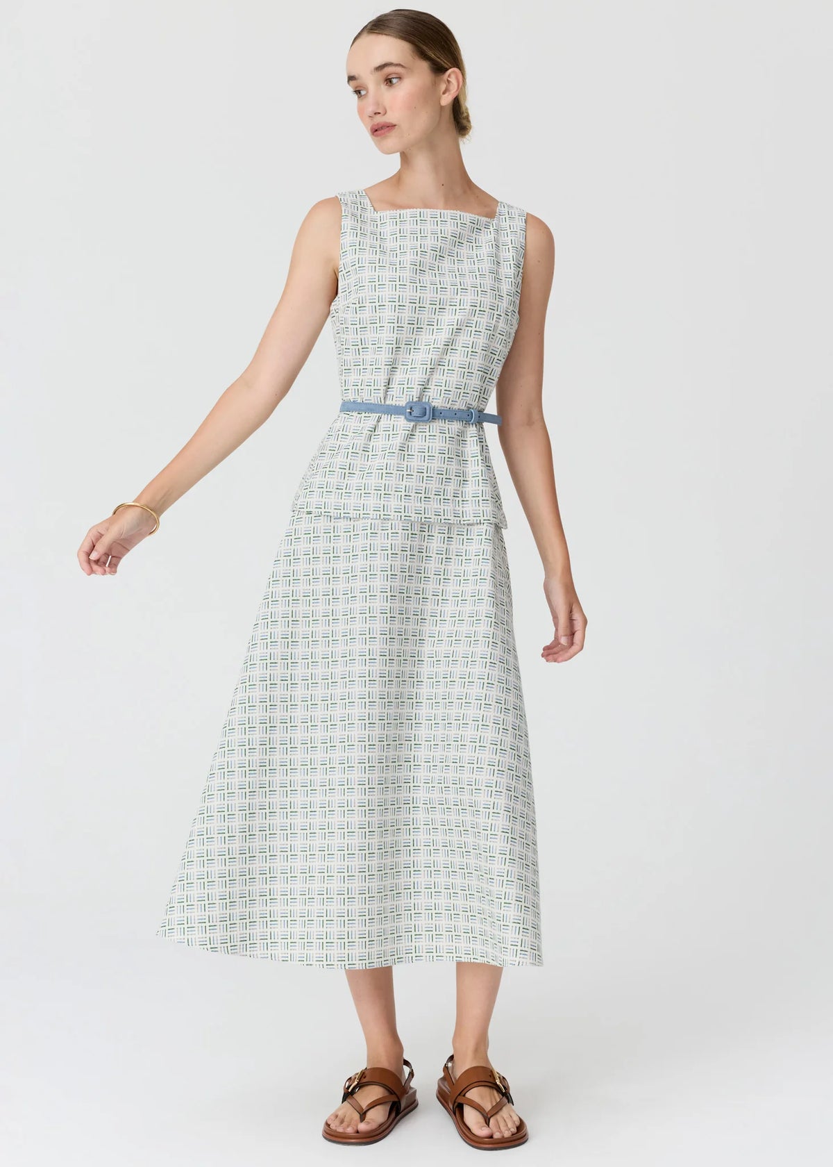 Pol Clothing - Parterre Belt Dress - Parterre Jacquard