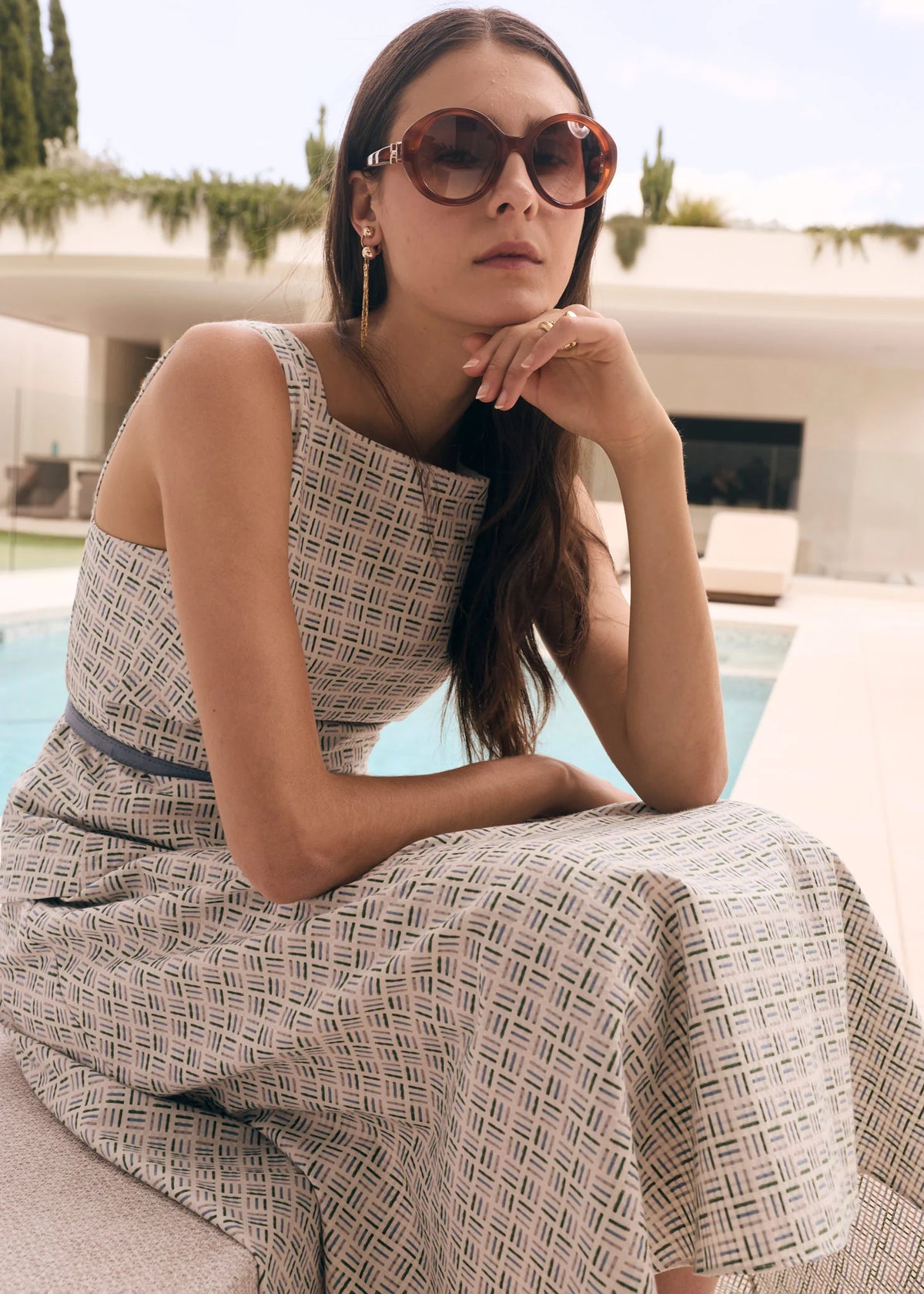 Pol Clothing - Parterre Belt Dress - Parterre Jacquard