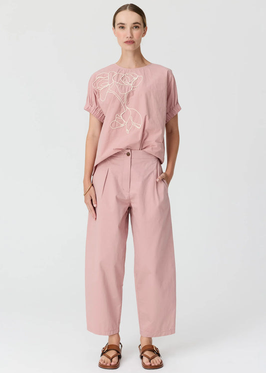 Pol Clothing - Ivy Cornley Embroidered Top - Pink Chalk