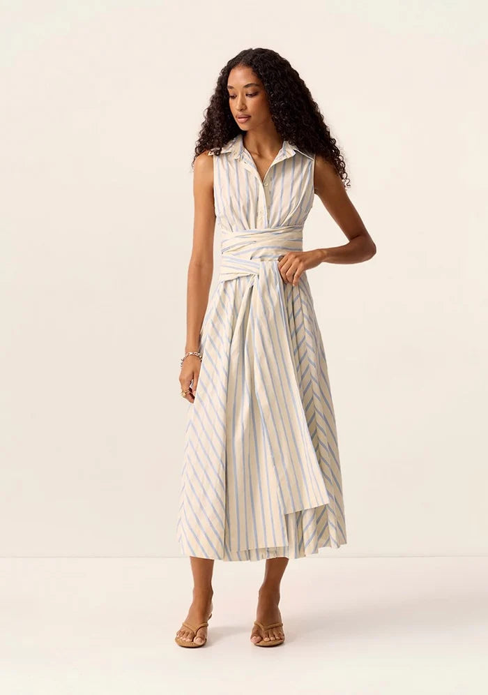 Mos the Label - Everly Midi Dress - Blue Stripes