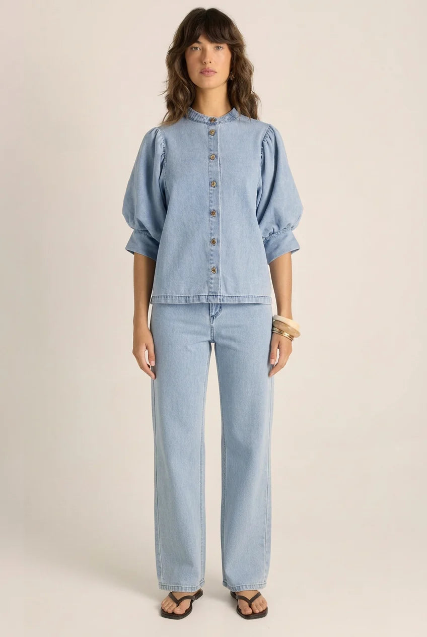 Fate & Becker - Lila Denim Balloon Shirt - Light Wash