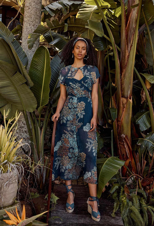 Once Was - Rio Viscose Chiffon Dress - Aztec Floral