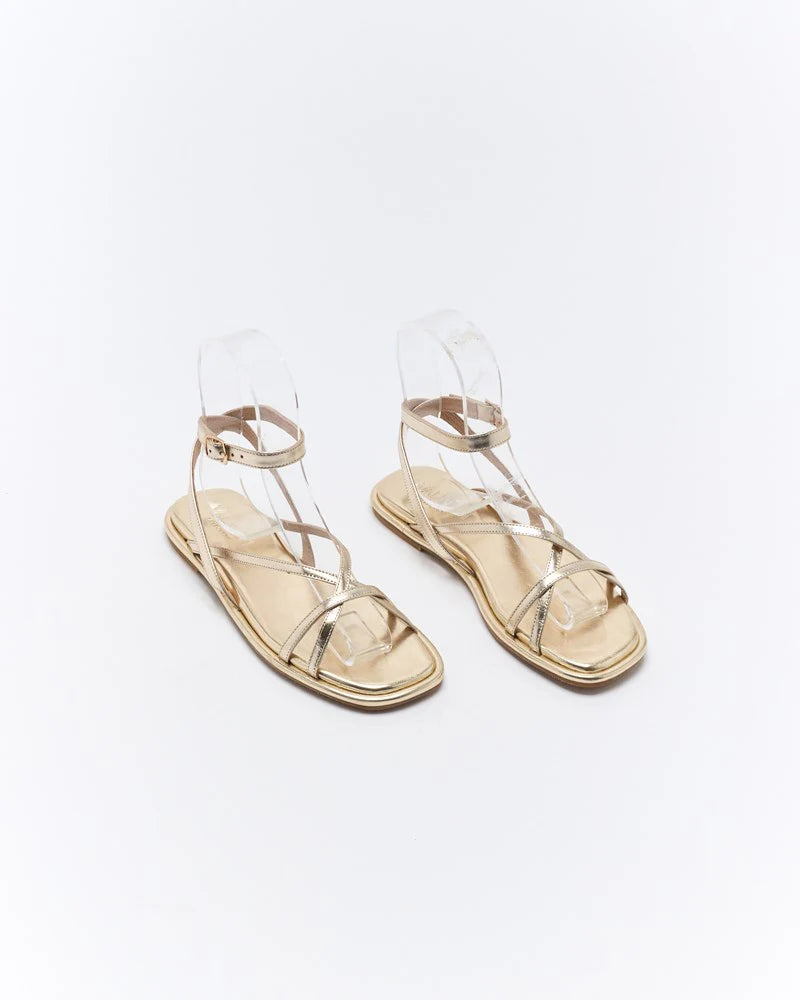 Walnut Melbourne - Ripley Leather Sandal - Soft Gold