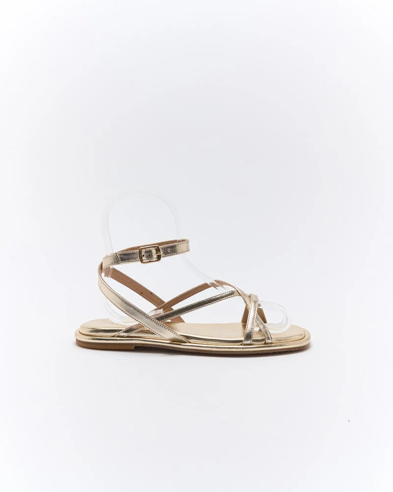 Walnut Melbourne - Ripley Leather Sandal - Soft Gold