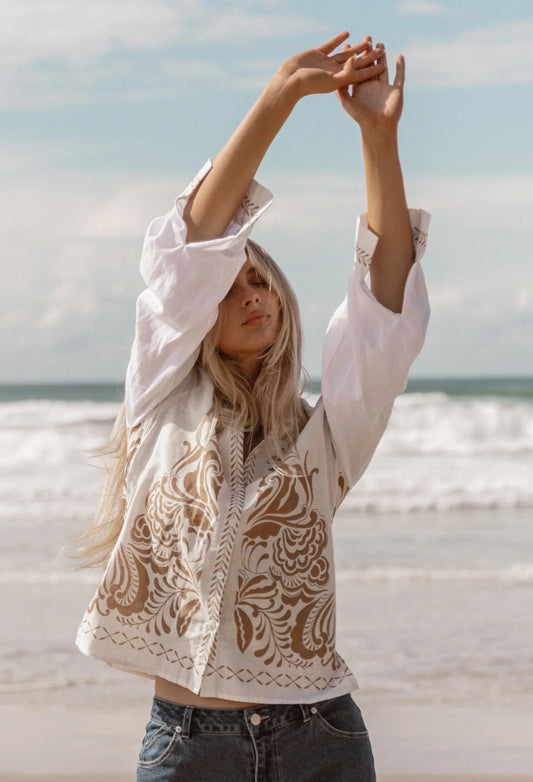 Sass - Brandy Top - Chai Print