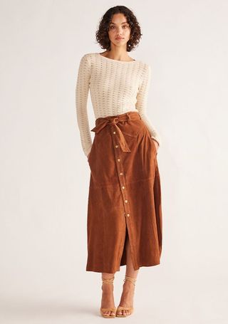 Natalie Suede Skirt - Suede Tan