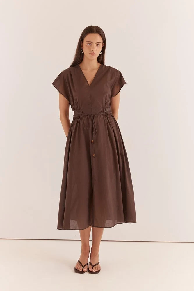 Sass - Nazalia Tie Waist Dress - Chocolate