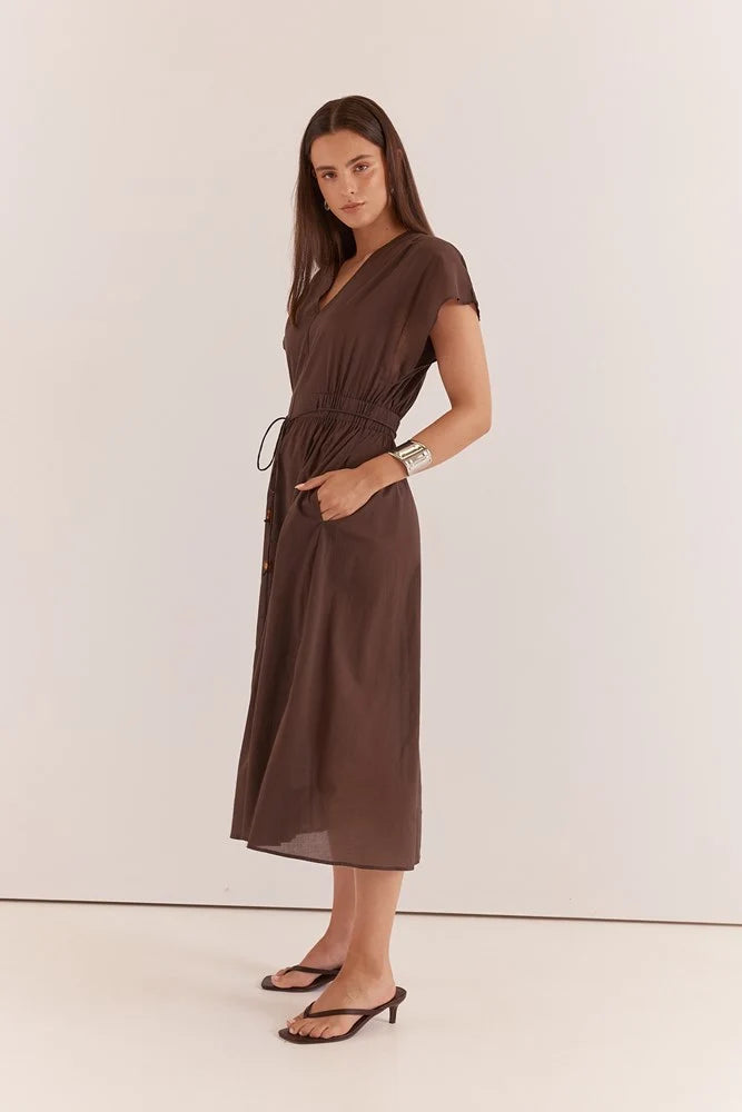 Sass - Nazalia Tie Waist Dress - Chocolate