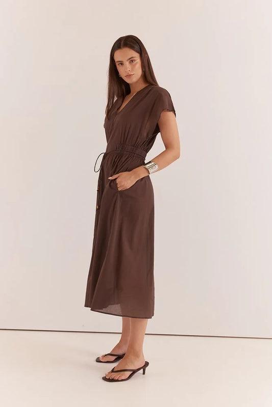 Sass - Nazalia Tie Waist Dress - Chocolate