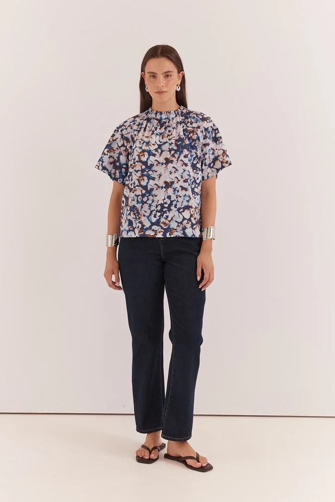 Sass - Anika Frill Neck Blouse - Violet Floral