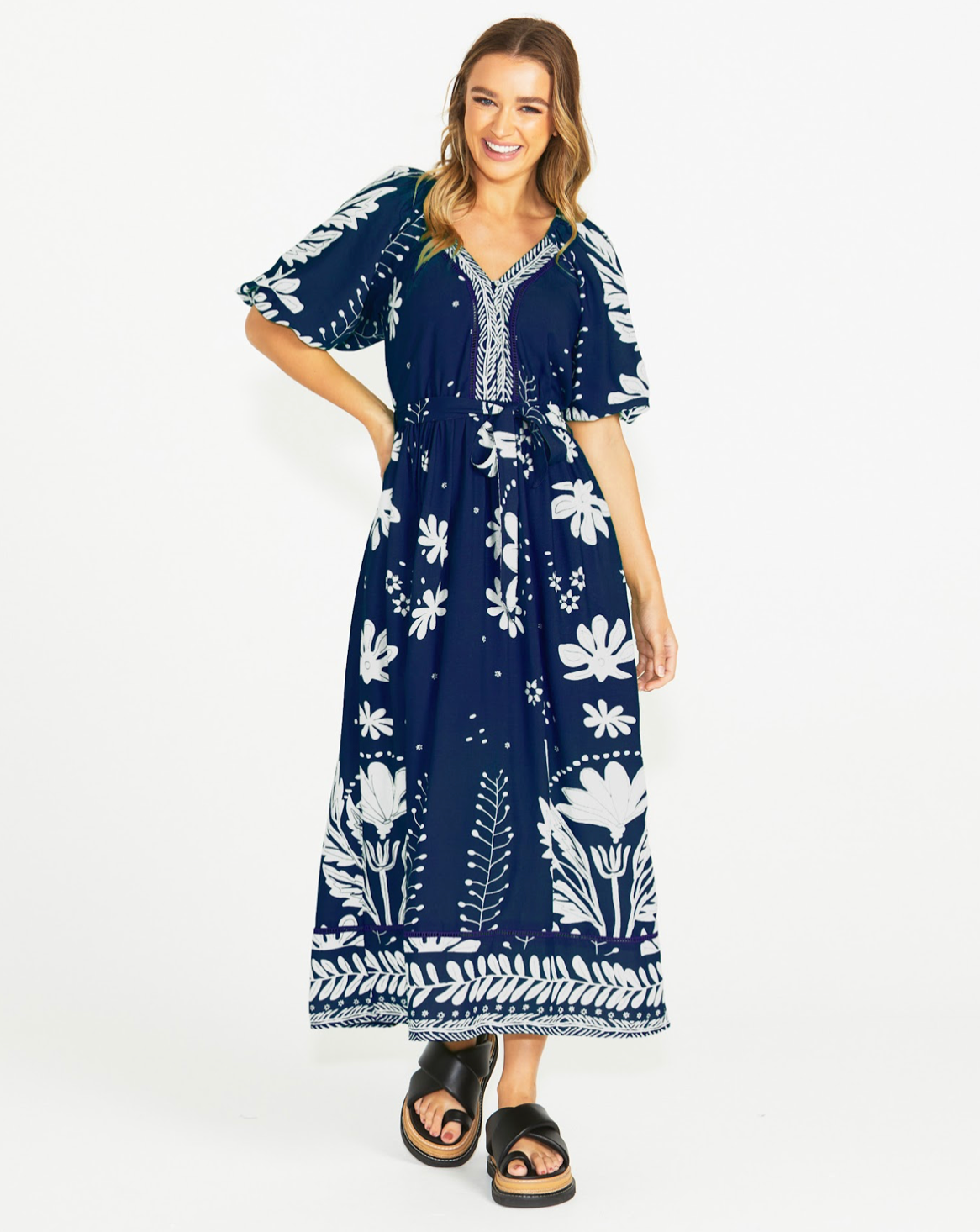 Sass Clothing - Lyndel Dress - Navy Floral