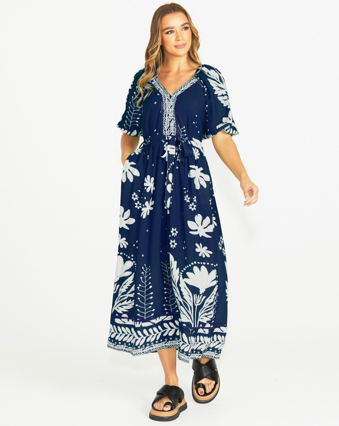 Sass Clothing - Lyndel Dress - Navy Floral