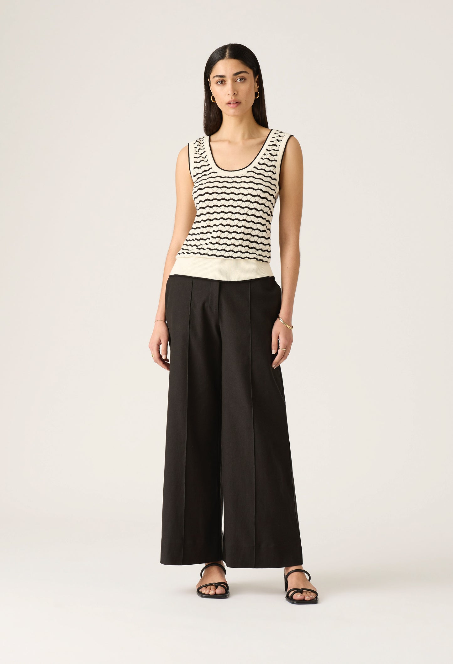 Mos the Label - Elara Knit Tank Top - Black White Stripe