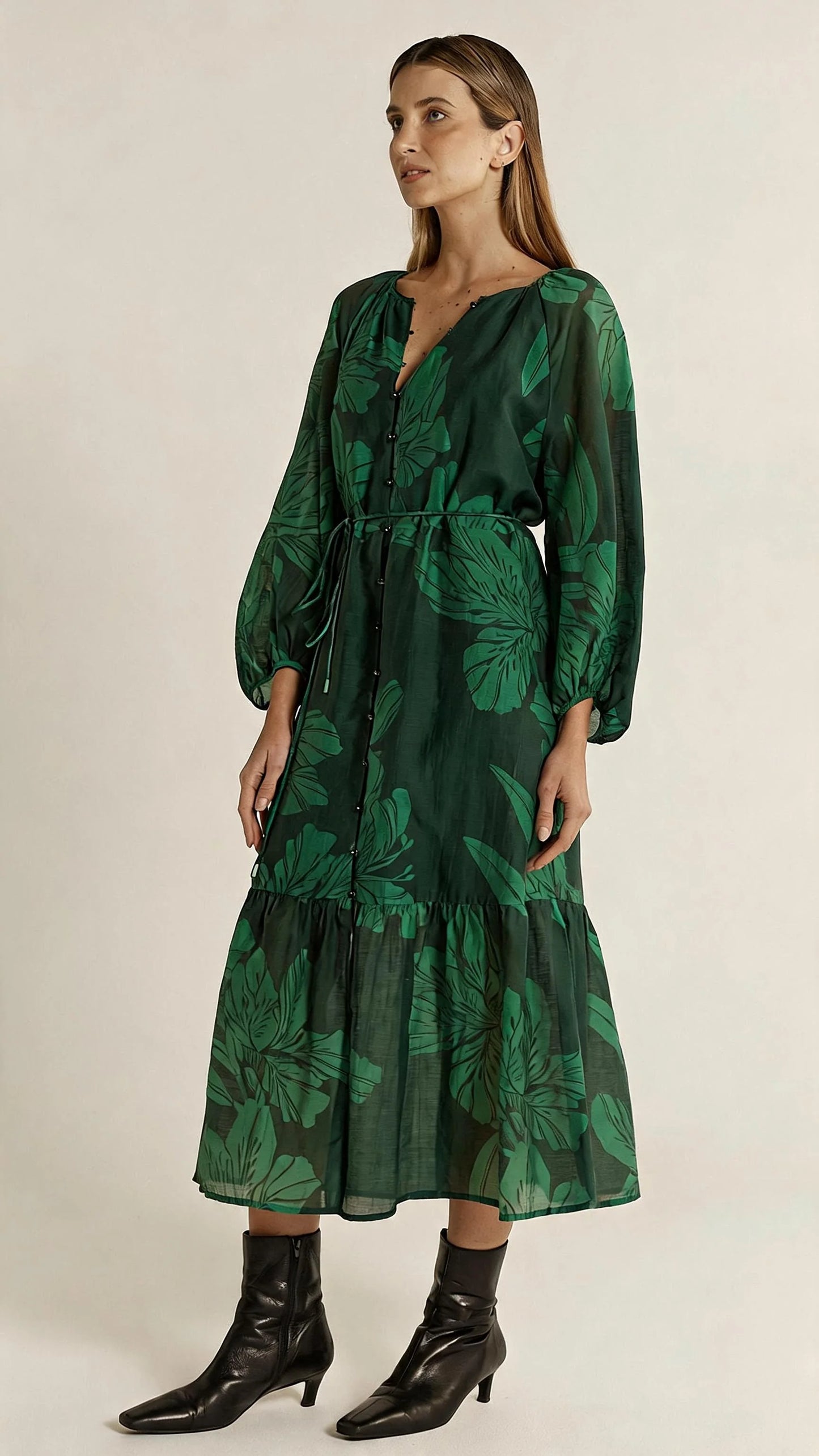 Fate & Becker - Lynn Tiered Dress - Evergreen