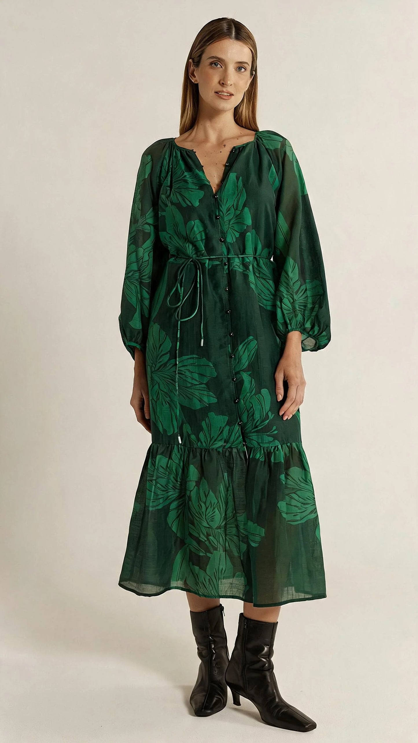 Fate & Becker - Lynn Tiered Dress - Evergreen