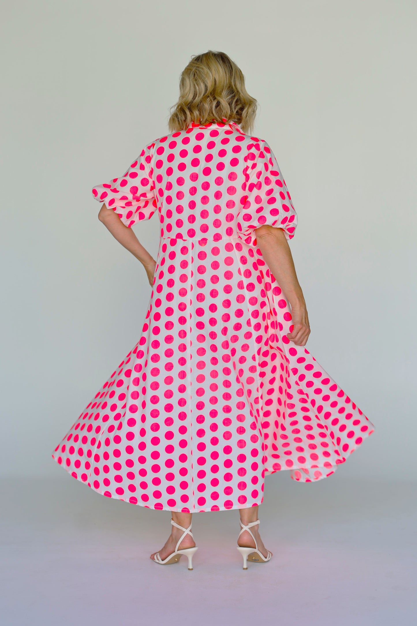 Liv & Milly - Victoria Midi Dress - Pink Spots