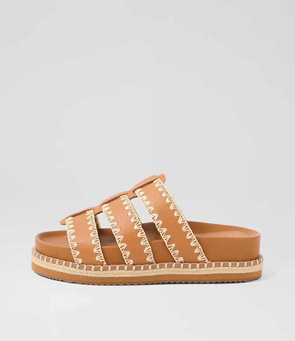Walnut Melbourne - Iva Leather Slide - Coconut Tan