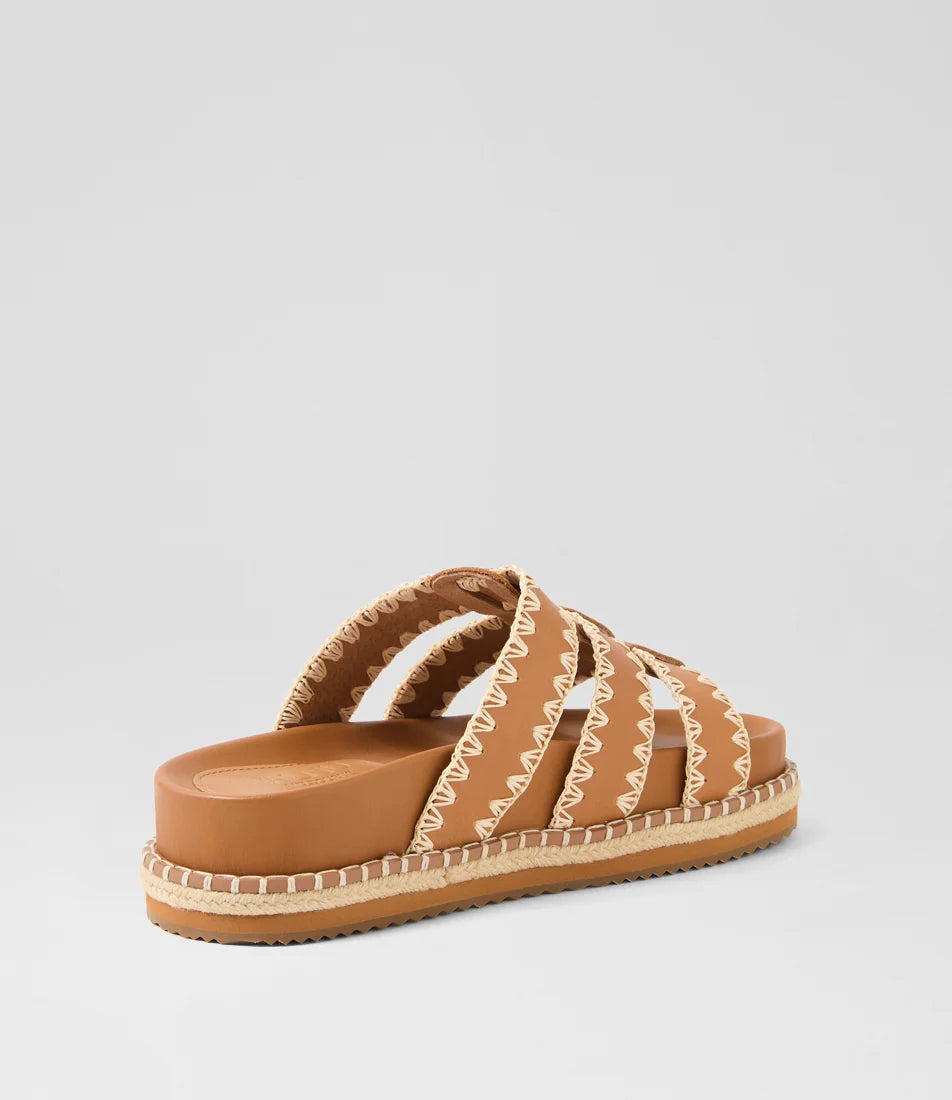 Walnut Melbourne - Iva Leather Slide - Coconut Tan