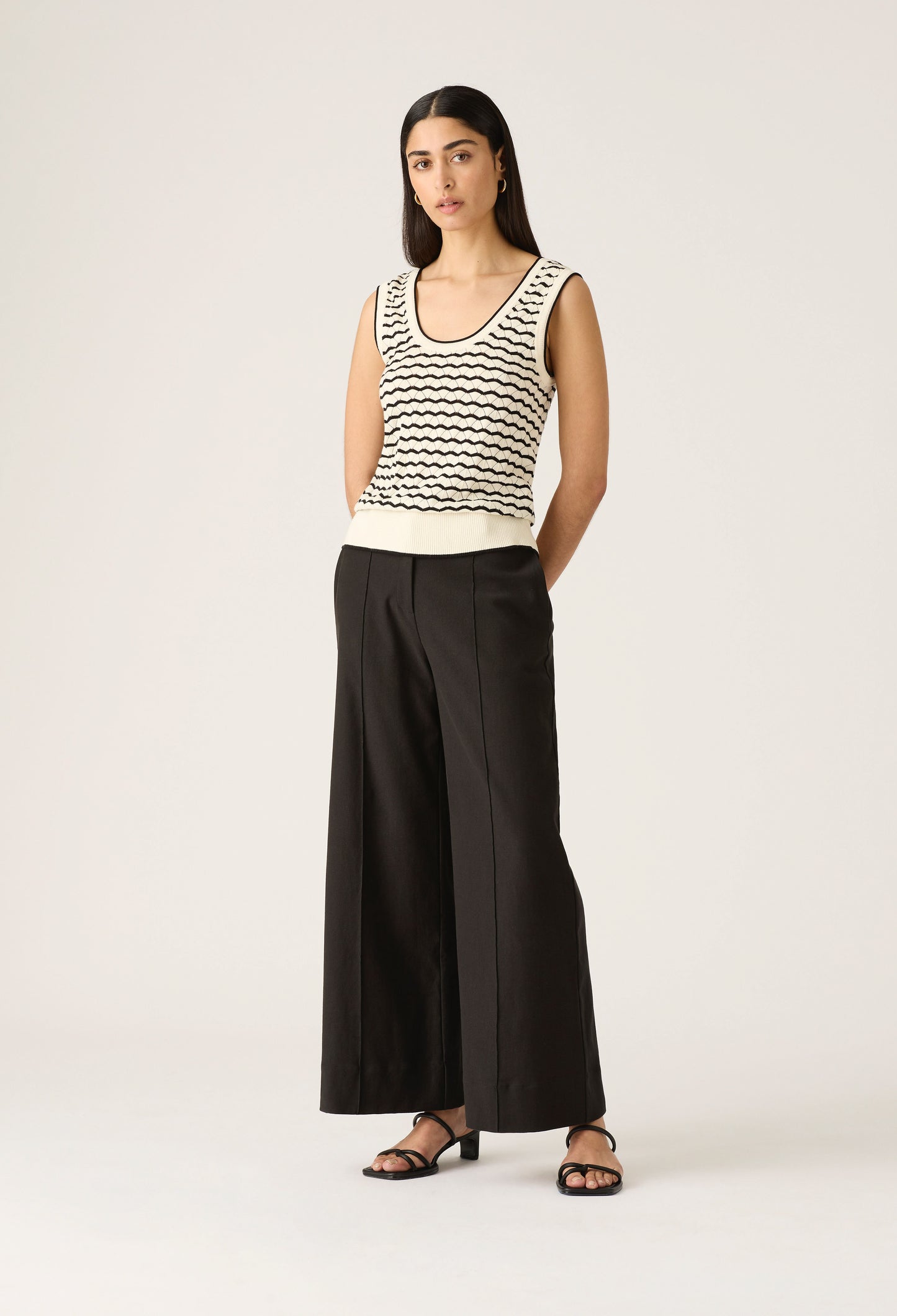 Mos the Label - Elara Knit Tank Top - Black White Stripe