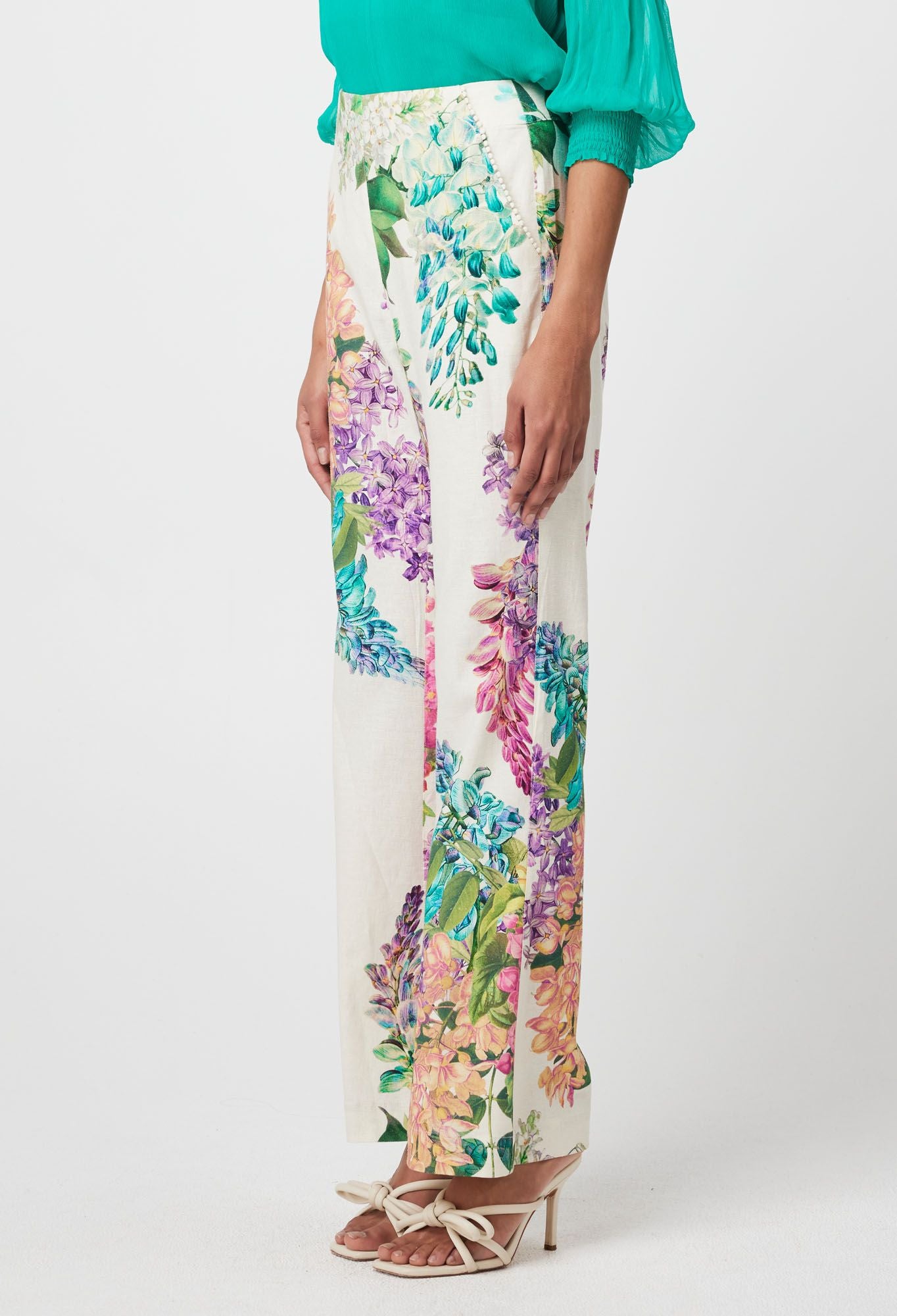Once Was - Bahia Stretch Linen Rayon Pant - Wisteria Alba