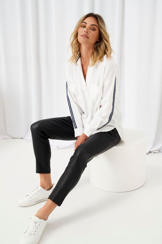 Betty Basics - Delia Star Pocket Shirt - White Stars