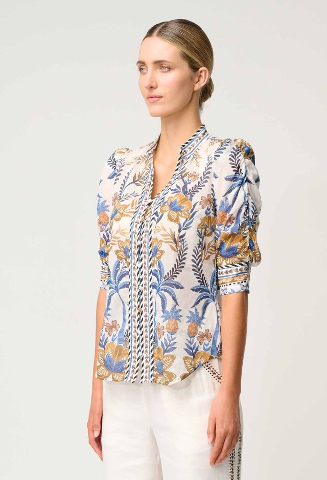 Once Was - Calantha Cotton Silk Shirt - Golden Medina