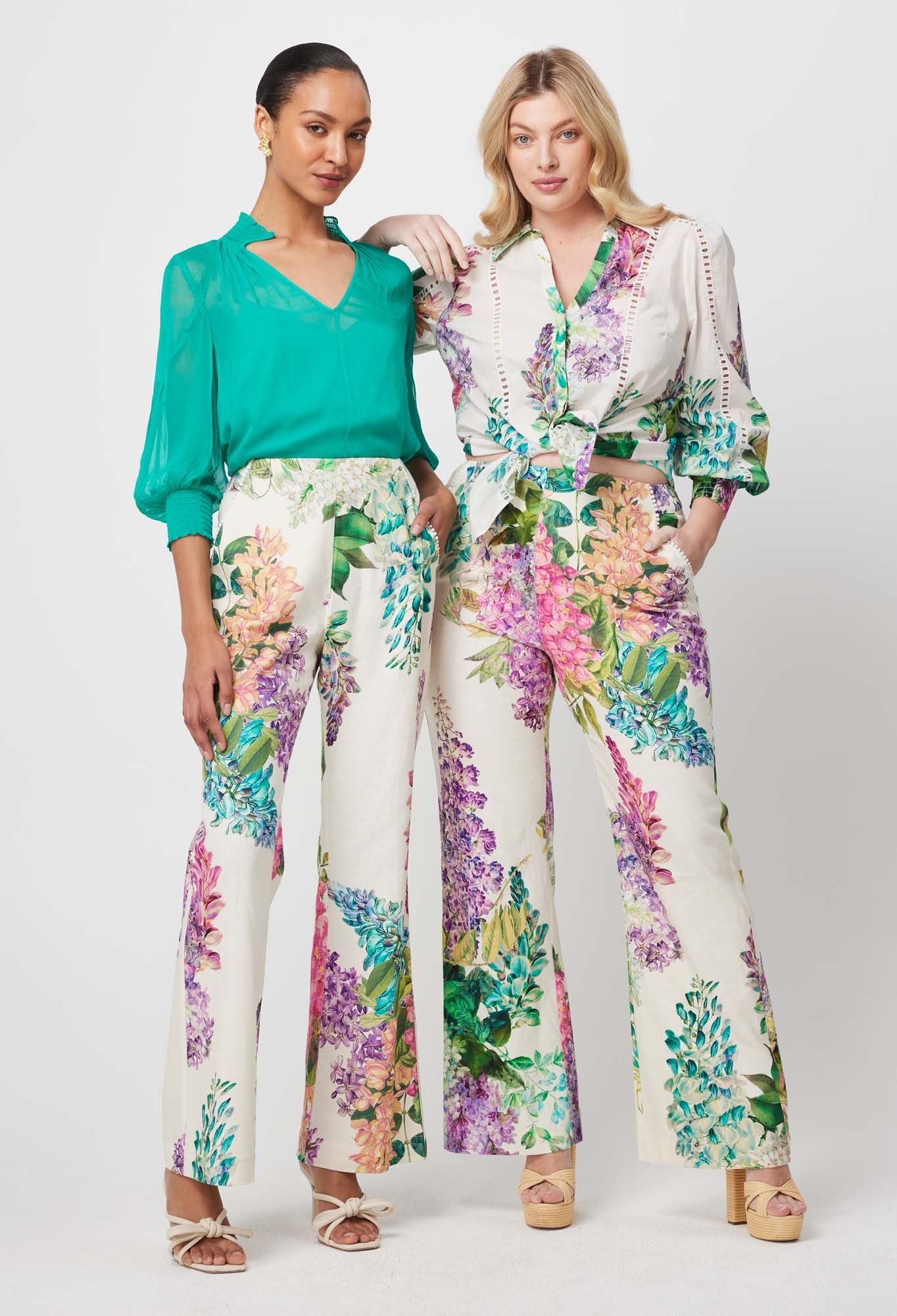 Once Was - Bahia Stretch Linen Rayon Pant - Wisteria Alba