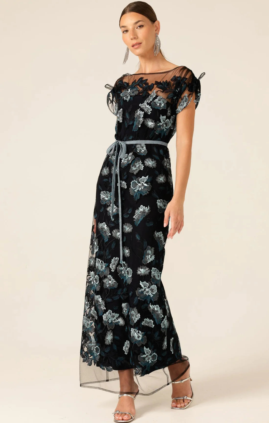 Sacha Drake - Love Potion Formal Maxi Dress - Midnight Teal Aqua Lace
